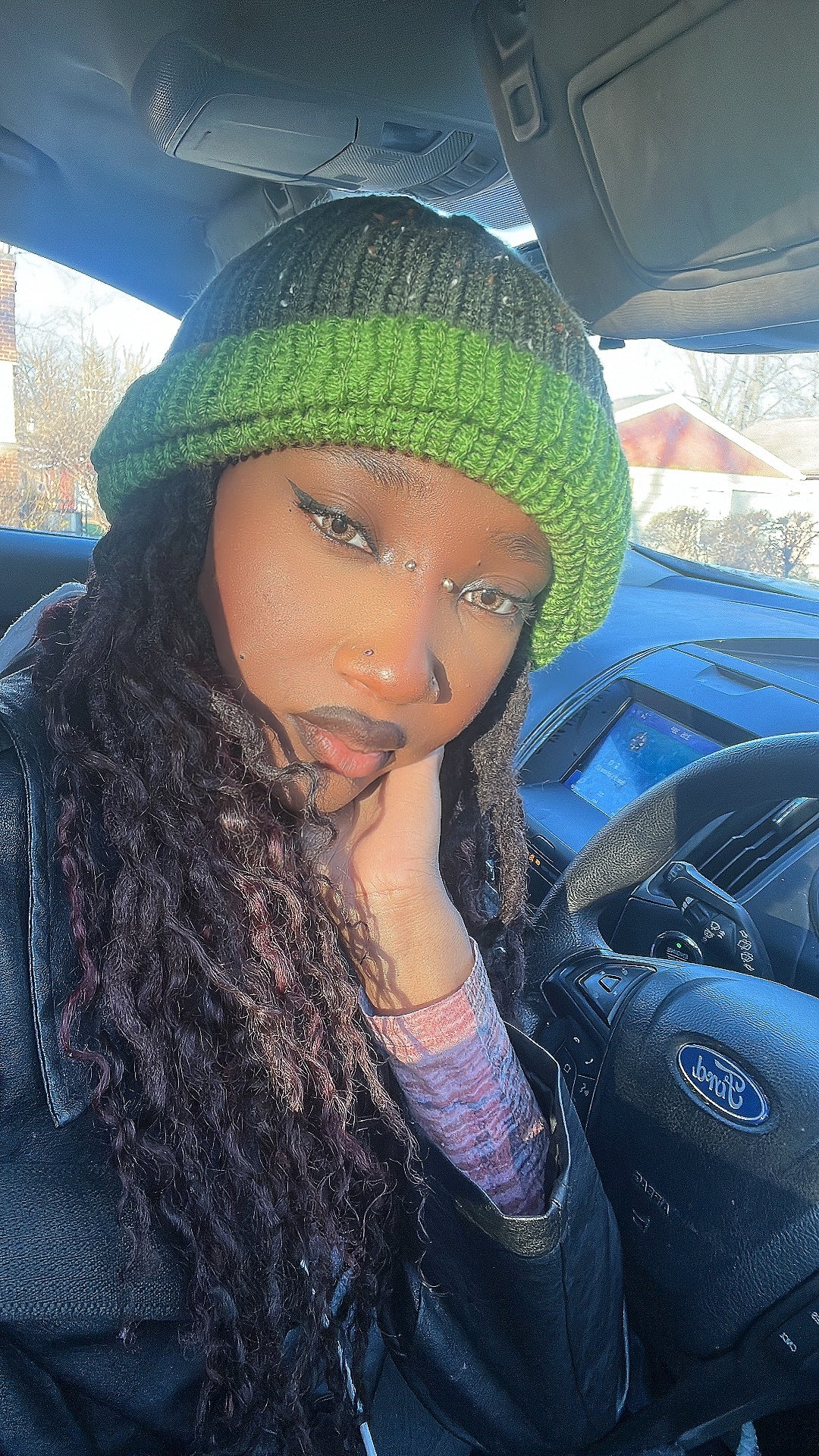 custom two-tone reversible green beanie